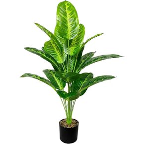 Artificial Plants in Pots Large Fake Tree Floor Faux Tropical Plants Decorative Greenry House Potted Tall for Home Office Living Room Decor Indoor Garden Outdoor (80cm Tropical Banana)