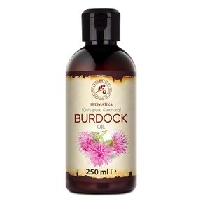 AROMATIKA Burdock Oil 8.45 Fl Oz (250ml) - 100% Pure & Natural - Arctium Lappa for Hair & Scalp - Carrier Oil for Nails - Skin - Lips - Face & Body Care - Glass Bottle - Oils Burdock Seed