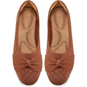Ablanczoom Ballet Flats Shoes for Women: Dressy Round Toe Bow Knit Flats Comfortable Slip On Dress Shoes for Work Business Wedding
