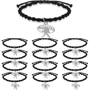 12 Pcs Martial Arts Bracelet with Martial Arts Belt Charm Adjustable Charm Bracelet for Men Women Karate Taekwondo Jiu Jitsu Lover Gifts
