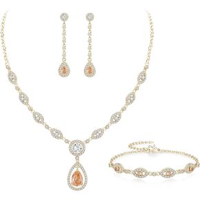 المجوهرات الزفاف الإيمان من أي وقت مضى مجموعة للنساء ، دمعة مذهلة Zirconia Zirconia birthstone قلادة أقراط مجموعة هدية ليوم الأم/عيد الميلاد/عيد الميلاد/عيد الميلاد