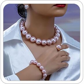 Prom Jewelry Set for Women Pearl Jewelry Sets Pearls Necklace Earrings Bracelet Ring Sets Faux Pearls Bridesmaid Bridal Wedding Prom Outfits Jewelry Sets