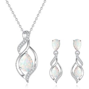 مجموعة مجوهرات Birthstone Fancime October للنساء قلادة وأقراط