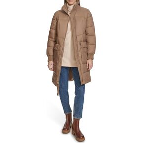 Andrew Marc Women's Quilted Rib Knit Collar Puffer