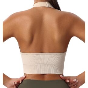 Women's Halter Sports Bras Adjustable Straps Seamless Medium Impact Workout Crop Tank Tops with Removable Padded in Saudi Arabia