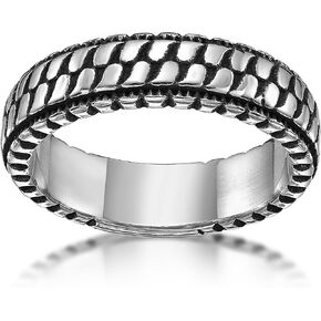 Metro Jewelry Stainless Steel Modern Ring for Men with Antique Finish - 6.5 MM - Size 8 to 12