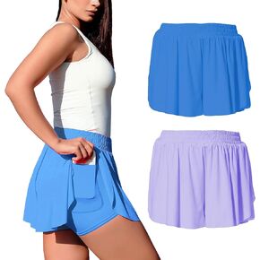 Tennis Skorts for Women Flow Shorts Butterfly Shorts Women Purple Blue
