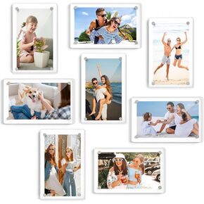 DomeStar 8PCS Clear Magnetic Picture Frames, Acrylic Fridge Magnetic Frames for Home Decor Wedding Housewarming 2.36 x 3.5 Inch