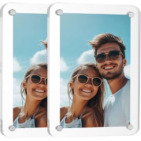 uxcell 2 Pcs Acrylic Fridge Magnetic Picture Frame, 3.1 x 4.7 Inch Double Sided Photo Frames Acrylic Photo Picture Frames for Refrigerator Display Picture Display, Transparent