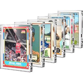 Acrylic Sports Cards Display Frame, Trading Cards Holder, Baseball Card Magnetic Frames for Refrigerator - 6 Pack