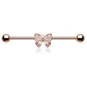Rose Gold Dainty Bow-Tie Sparkle WildKlass Industrial Barbell