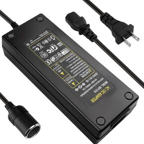 AC to DC Converter 10A/120W/8.5FT/110V to12V Adapter,Car Cigarette Lighter Adapter, AC/DC Power Supply Adapter Transformer for Inflator,Car Refrigerator,and Other Car Devices