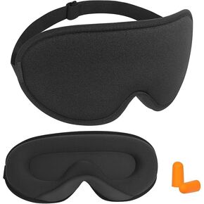 Sleep Mask,3D Contoured Sleeping Mask,99% Light Blocking Eye Mask, Zero Eye Pressure Cup Blindfold for Men Women, with Adjustable Strap for Sleeping, Yoga,Traveling(Black)