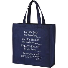 Christian Brands God Loves You Blessing Tote Bag, Blue, Large