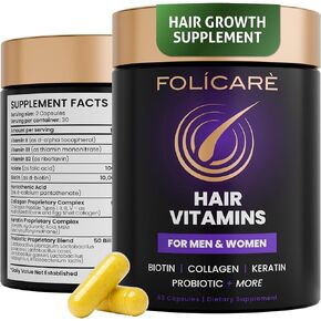 Biotin for Hair Growth Women & Men, Hair Skin and Nails Vitamins to Support Healthy Hair, Biotin Supplement Pills w/Collagen + Keratin + Probiotics - Made in USA in Saudi Arabia