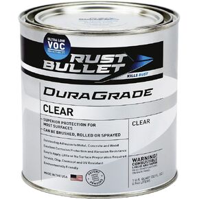 Rust Bullet DuraGrade Clear - Clear Gloss - 1 Quart - Ultra Low VOC, Chip, Chemical, & UV Resistant - Apply to Metal Concrete, Wood and More
