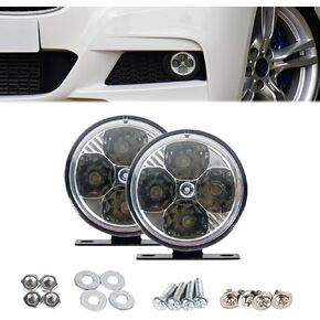2 PCS Car Daytime Running Lights, Round LED Driving Lights, Night 4 Light Source Led Car Lights, for Car Tractor Truck Motorcycle Boat ATV (Black)