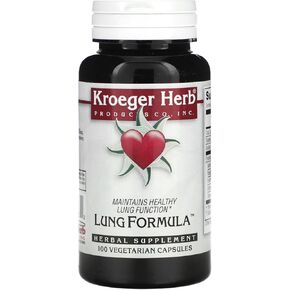 Kroeger Herb Products, Lung Formula, Lung Herbs, Respiratory and Immune Lung Support Formula, Echinacea, Complete Lungs Formula, Non-GMO, Gluten Free, No Preservatives - 100 Capsules, Made in USA