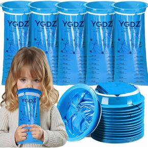 YGDZ Vomit Bags Disposable for Kids,15 Pack 800ml Emesis Bag – Leak Resistant, Portable, Medical-Grade Barf, Puke, Throw Up Bags for Nausea Travel, Motion Sickness, Blue