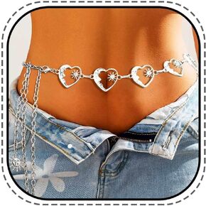 Boho Heart Waist Chain Silver Sun Belly Body Chain Beach Moon Body Accessories for Women