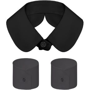Beut Bucf &Co Fake Collar and Fake Cuffs Layering Half Shirts Detachable Black Collar for Blouses & Button-Down Shirts