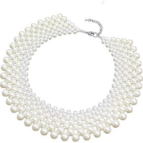 Collar Necklace Simulated Pearl Detachable Choker Accessory for Women