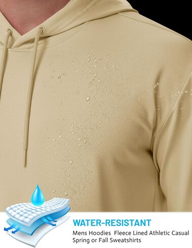TACVASEN Mens Hoodies Fleece Lined Pullover Athletic Water-resistant Casual Workout Midweight Sweatshirts Kangaroo Pockets in Saudi Arabia