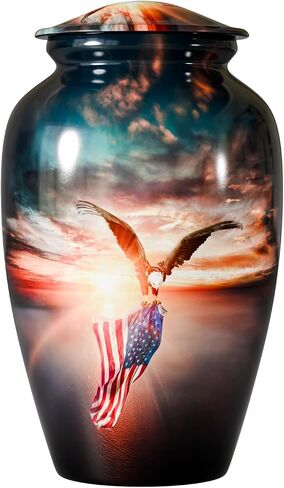 Adult urns for Human Ashes Man-Women Human Ashes Memorial Cremation Urns Mom dad – Memorial Cross American Flag Urn for Adult Ashes Holder Container American urn Silent Goodbyes (Large) in Saudi Arabia