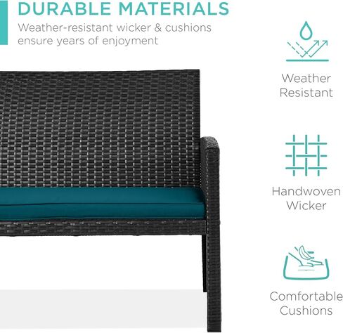 Best Choice Products 4-Piece Outdoor Wicker Patio Conversation Furniture Set for Backyard, Deck, Poolside w/Coffee Table, Seat Cushions - Gray Wicker/Navy Cushions in Kuwait