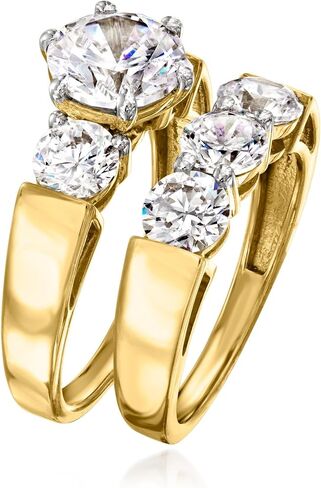 Ross-Simons 4.00 ct. t.w. CZ Jewelry Set: 2 Rings in 18kt Gold Over Sterling in Saudi Arabia