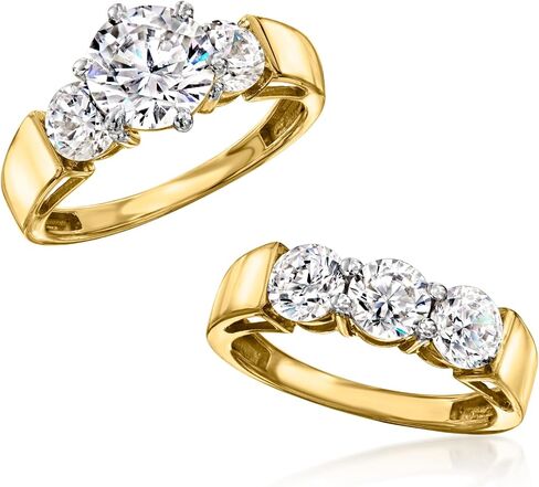 Ross-Simons 4.00 ct. t.w. CZ Jewelry Set: 2 Rings in 18kt Gold Over Sterling in Saudi Arabia