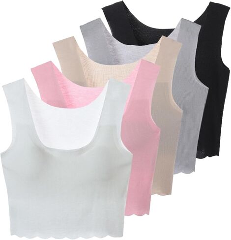 Girls Crop Cami Training Bras with Padded Sleeveless Teens Tank Tops Vests in Saudi Arabia
