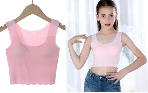 Girls Crop Cami Training Bras with Padded Sleeveless Teens Tank Tops Vests in Saudi Arabia