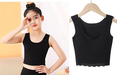 Girls Crop Cami Training Bras with Padded Sleeveless Teens Tank Tops Vests in Saudi Arabia