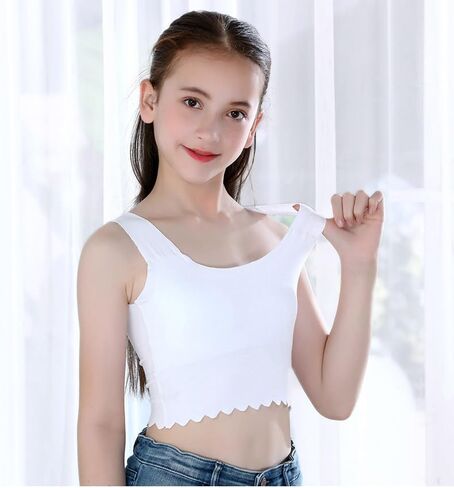 Girls Crop Cami Training Bras with Padded Sleeveless Teens Tank Tops Vests in Saudi Arabia