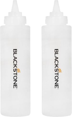 Blackstone 5071 Premium Leak-Free 32 oz Large Set of 2 Durable Clear Food Dispenser Squeeze Squirt Bottle Griddle Accessory with Cap for Sauces, Oil, Condiments,Salad Dressings, Water in Saudi Arabia