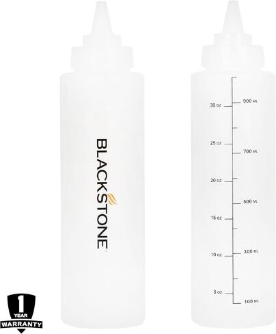 Blackstone 5071 Premium Leak-Free 32 oz Large Set of 2 Durable Clear Food Dispenser Squeeze Squirt Bottle Griddle Accessory with Cap for Sauces, Oil, Condiments,Salad Dressings, Water in Saudi Arabia