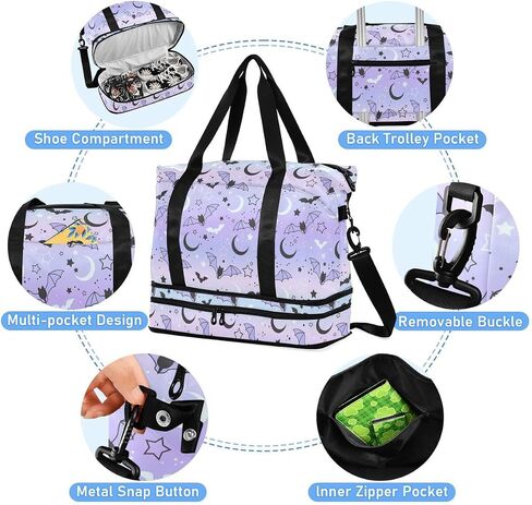 Travel Duffel Tote Bag Bat Starry Sky Sports Duffel Bag with Wet Pocket Weekender Overnight Bag for Women Men Gym Bag, Carry On Bag Hospital Bag for Labor and Delivery in Kuwait
