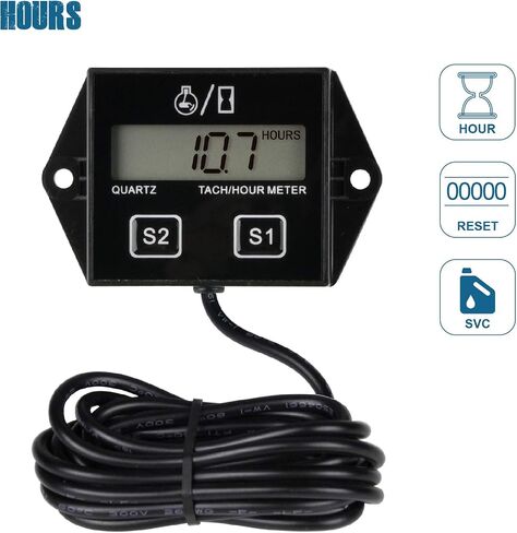 Runleader Digital Hour Meter Tachometer, Maintenance Reminder, Battery Replaceable, Automatically Shutdown, Use for ZTR Lawn Mower Tractor Generator Marine Snowmobile. in Saudi Arabia