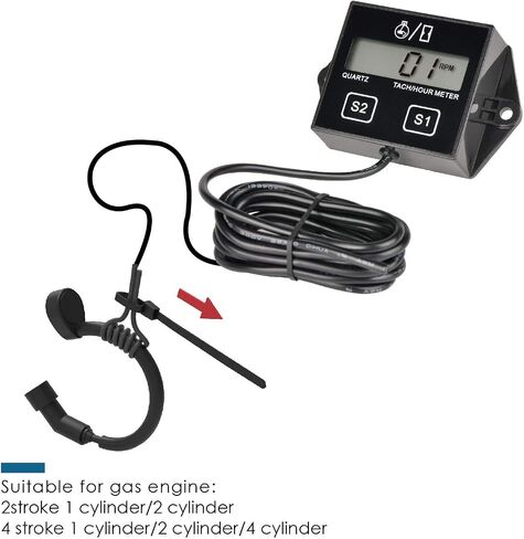 Runleader Digital Hour Meter Tachometer, Maintenance Reminder, Battery Replaceable, Automatically Shutdown, Use for ZTR Lawn Mower Tractor Generator Marine Snowmobile. in Saudi Arabia