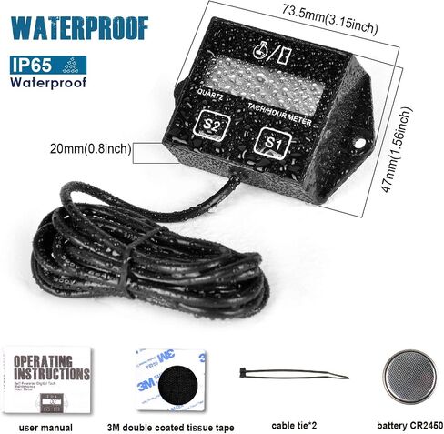 Runleader Digital Hour Meter Tachometer, Maintenance Reminder, Battery Replaceable, Automatically Shutdown, Use for ZTR Lawn Mower Tractor Generator Marine Snowmobile. in Saudi Arabia
