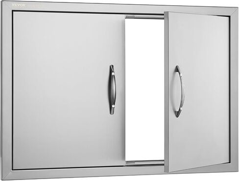 Mophorn BBQ Double Access Door 31W x 24H Inch, BBQ Door Stainless Steel Wall Construction Vertical, Outdoor Kitchen Door for BBQ Island, Grilling Station, Outside Cabinet in Kuwait