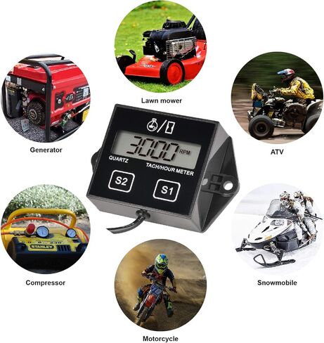Runleader Digital Hour Meter Tachometer, Maintenance Reminder, Battery Replaceable, Automatically Shutdown, Use for ZTR Lawn Mower Tractor Generator Marine Snowmobile. in Saudi Arabia