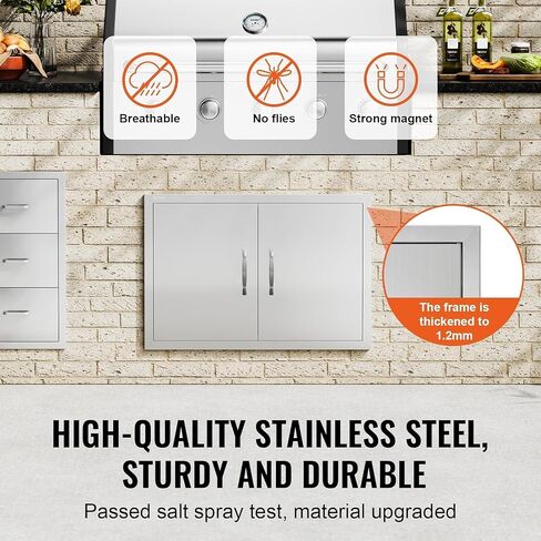 Mophorn BBQ Double Access Door 31W x 24H Inch, BBQ Door Stainless Steel Wall Construction Vertical, Outdoor Kitchen Door for BBQ Island, Grilling Station, Outside Cabinet in Kuwait