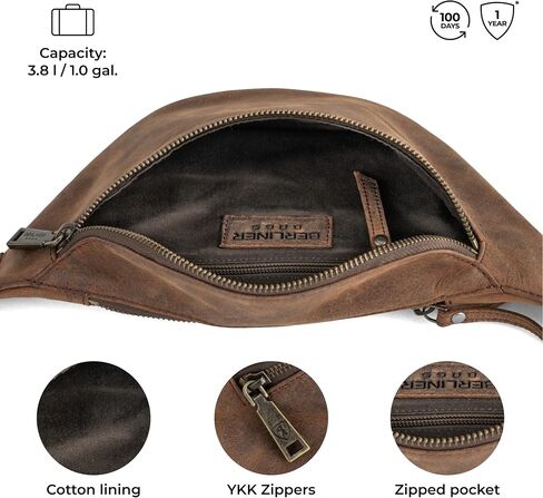 Berliner Bags Vintage Genuine Leather Fanny Pack Kai, Belt Bag, Crossbody Sling Bag for Men and Women - Brown in Saudi Arabia