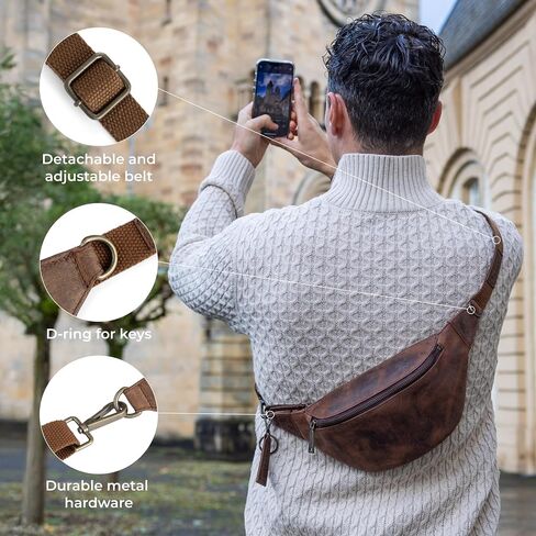 Berliner Bags Vintage Genuine Leather Fanny Pack Kai, Belt Bag, Crossbody Sling Bag for Men and Women - Brown in Saudi Arabia