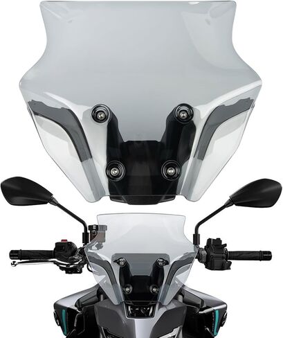 2021-2024 MT09 FZ09 Windscreen with Bracket- Motorcycle MT09 Windshield FZ-09 Windscreen Protector Accessories for MT-09 FZ09 2021 2022 2023 2024,Black in Kuwait