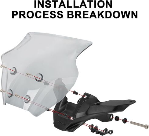 2021-2024 MT09 FZ09 Windscreen with Bracket- Motorcycle MT09 Windshield FZ-09 Windscreen Protector Accessories for MT-09 FZ09 2021 2022 2023 2024,Black in Kuwait