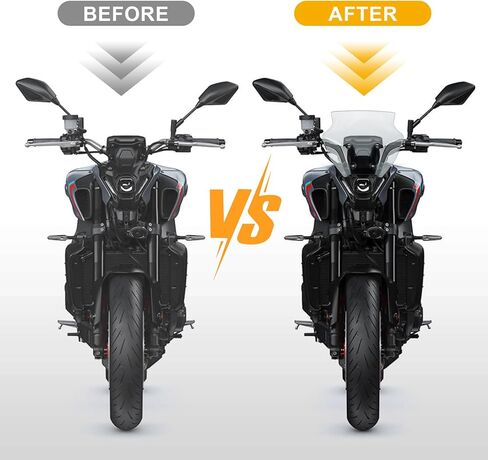 2021-2024 MT09 FZ09 Windscreen with Bracket- Motorcycle MT09 Windshield FZ-09 Windscreen Protector Accessories for MT-09 FZ09 2021 2022 2023 2024,Black in Kuwait