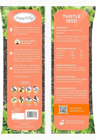 Happy Wings Nyjer/Thistle Seeds Wild Bird Food - 10 Pounds I No Grow Seed I Bird Seed for Wild Birds in Saudi Arabia